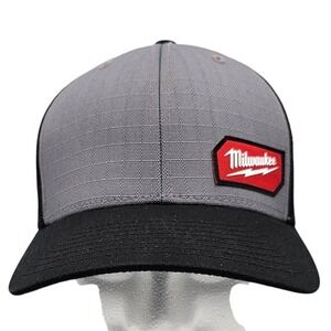 Milwaukee Tool GRIDIRON Trucker Hat Gray Black Snapback Mesh Cap Logo Patch 505G